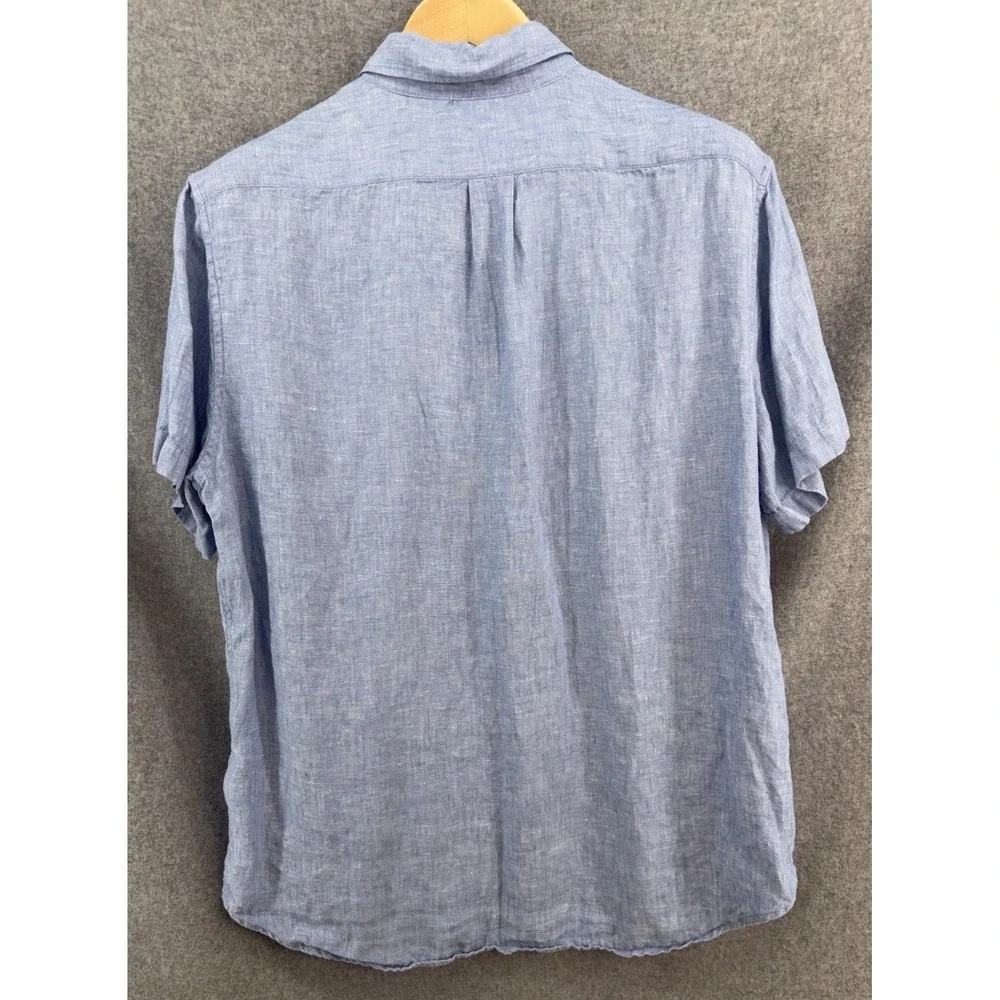 J. Crew Baird McNutt Irish Linen Solid Short Sleeve Large Classic Fit Blue